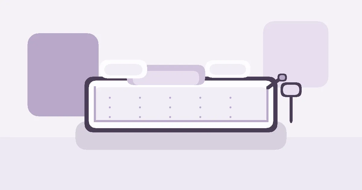 Flat illustration of a zippered mattress encasement being fitted over a bed